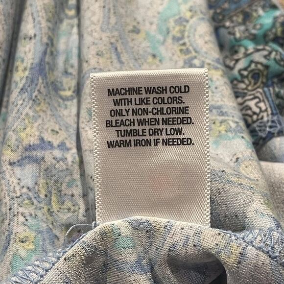 Roz & Ali Top Floral Paisley Boho Cottage Casual Comfort V Neck Stretchy Blue 3X - Picture 5 of 7